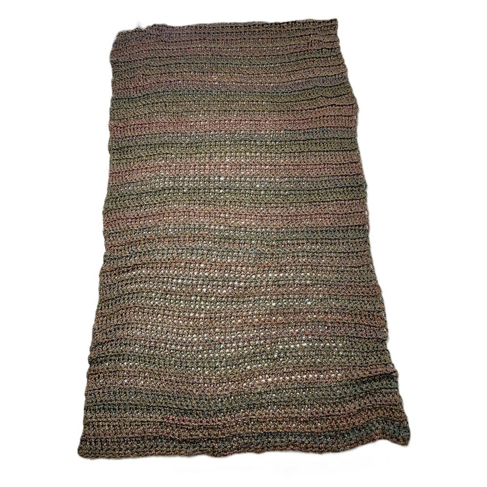 Vintage Handmade Crochet Multi-Colored Afghan Throw Blanket 40" x 72"